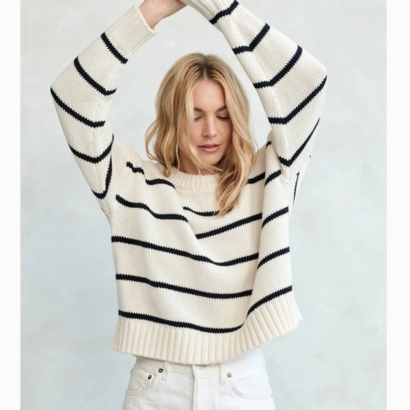 Jenni Kayne Black and White Striped Sweater - Picture 1 of 13